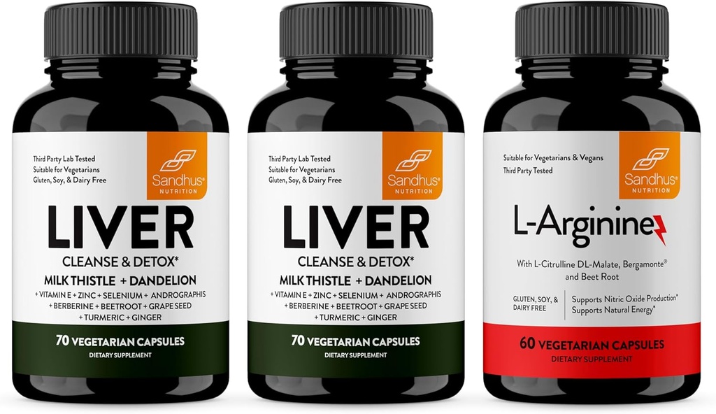 Liver Sandhu's Renew Cleanse & L-αργινίνη με Nitric Oxide Precursor Κάψουλες 