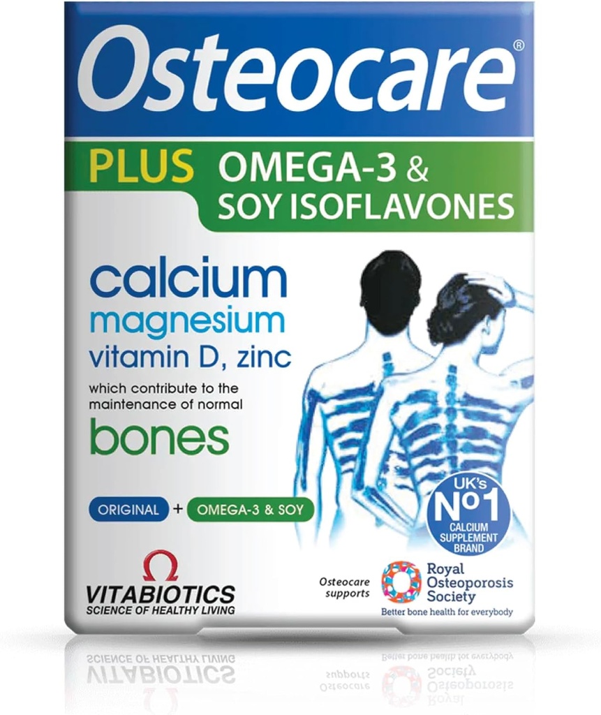 Vitabiotics Osteocare Plus 2- in-1 Formula - Ασβέστιο 800mg με βιταμίνη D3, Μαγνήσιο, Ψευδάργυρο, και Omega-3 