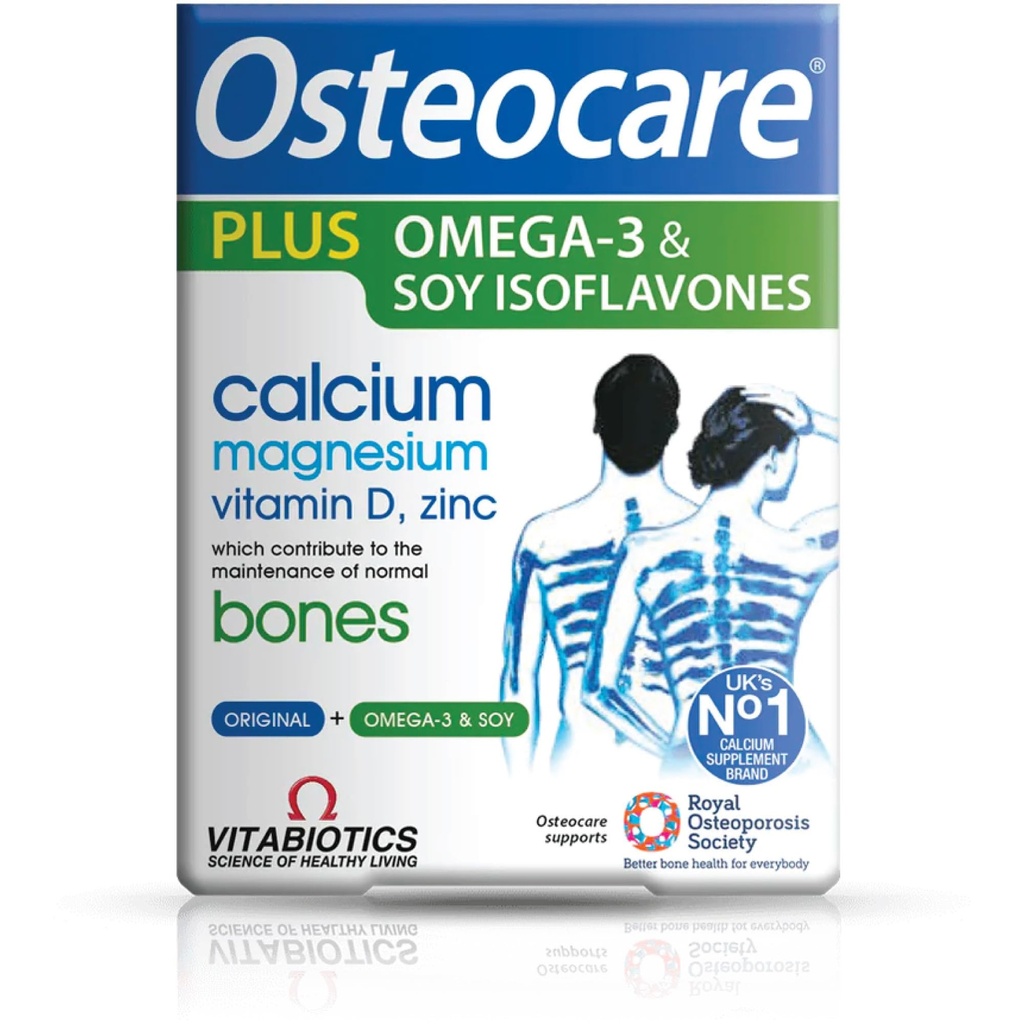 Vitabiotics Osteocare Plus 2- in-1 Formula - Ασβέστιο 800mg με βιταμίνη D3, Μαγνήσιο, Ψευδάργυρο, και Omega-3 