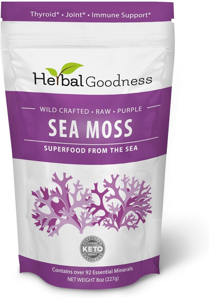 Herbal Goodness Sea Moss Gel Chondrus Crispus St Lucia Sea Moss Supplement 8oz Purple - Υγιεινή πέψη, ενισχύει την υγεία του δέρματος και των μαλλιών, Ρυθμίζει τη λειτουργία του θυρεοειδούς, ανοσοποιητική υποστήριξη