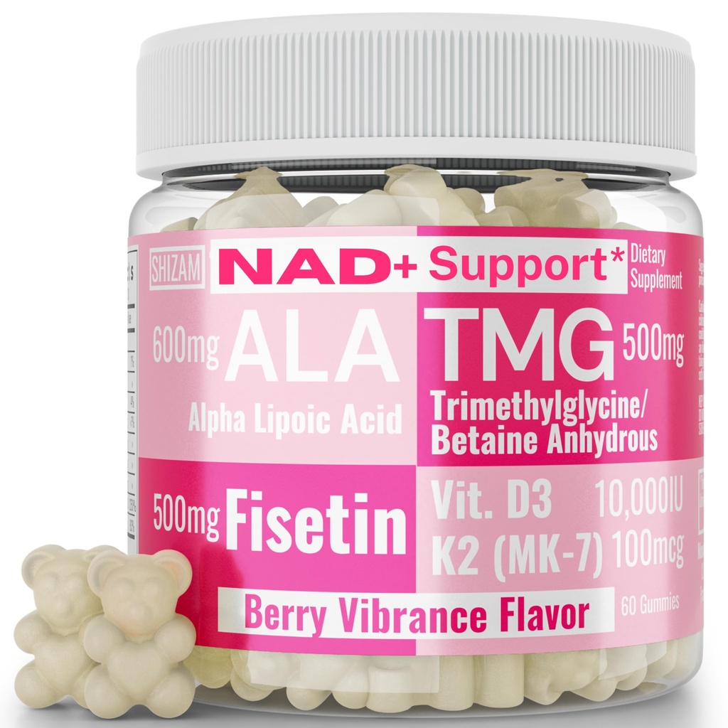 SHIZAM TMG Betaine Alpha Lipoic Acid ALA D3 Fisetin Gummies, τριμεθυλογλυκίνη τριμεθυλογλυκίνη R-Alpha NAD+ Συν + HCL συμπληρώματα, Μιτοχονδριακός Σενολυτικός ενεργοποιητής, NR Κάψουλες σκόνη 600mg 1000mg