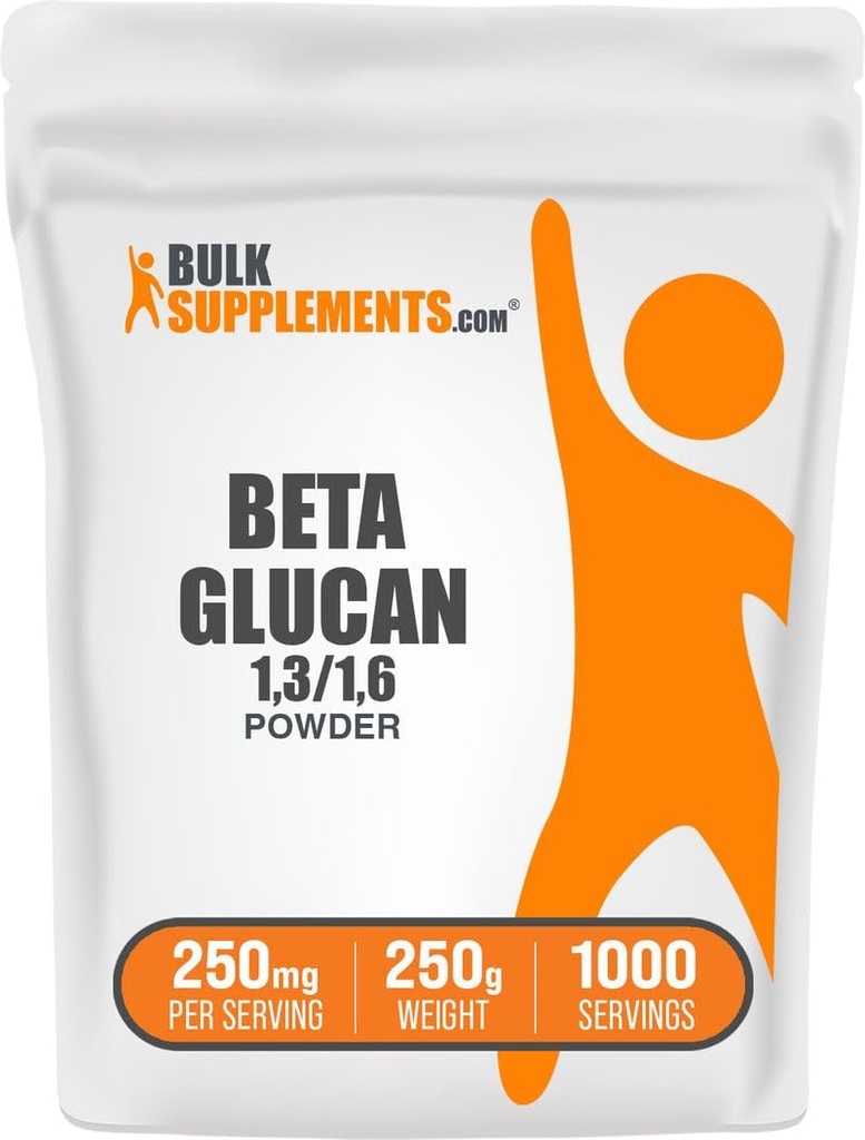 BulkSupplements.com Beta Glucan Powder - 1,3/1,6, Beta Glucan Supplement - Vegan & Gluten Free Supplement, 250mg per Serving, 250g (8,8 oz) (Pack of 1)
