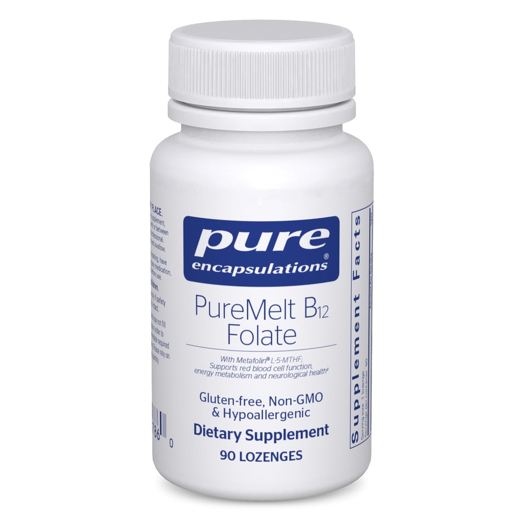 Pure Encapsulations PureMelt B12 Folate - Ενεργή βιταμίνη Β με L-5-MTHF - Μεταβολισμός Υποστήριξη & Κόκκινη λειτουργία κυττάρων αίματος* - Μη-ΓΤΟ & Vegan - 90 Lozenges