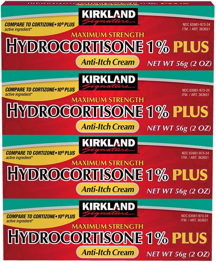 Kirkland Υπογραφή Υδροκορτιζόνη 1% Plus Κρέμα Αντι-Ιτς, 8 Ουγγιά (πακέτο των 4)