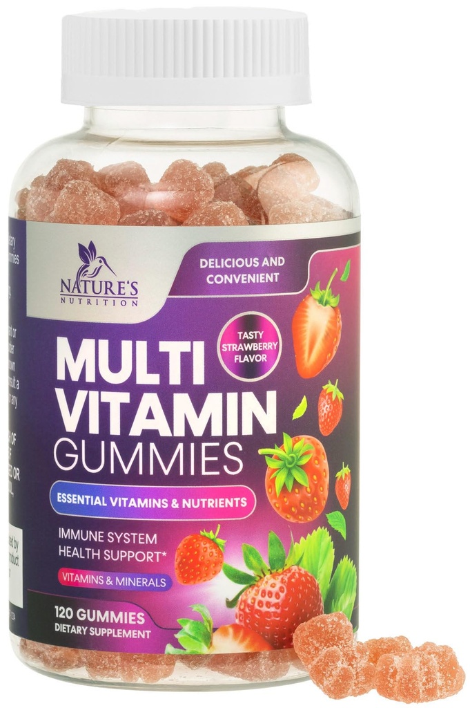 Πολυβιταμίνη Gummies για ενήλικες, καθημερινή Gummy Βιταμίνες & Ορυκτά με Βιταμίνες A, C, D, B12 για γυναίκες & άνδρες, ανοσοποιητική υποστήριξη Gummy Multivitamins συμπλήρωμα, Ενηλίκων Multi VIT Βιταμίνη - 120 Gummies