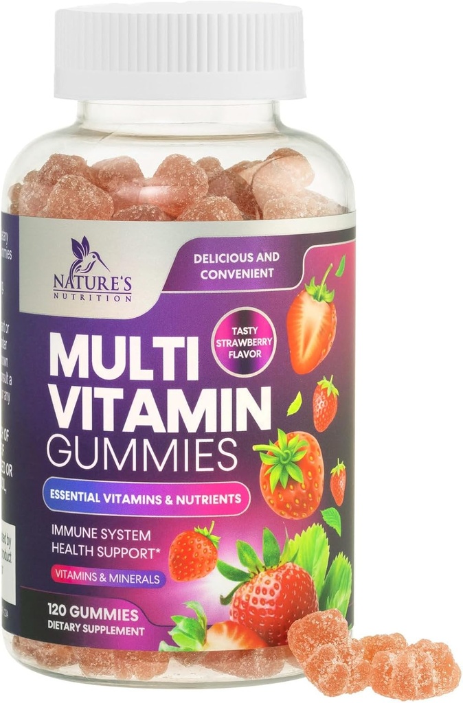 Πολυβιταμίνη Gummies για ενήλικες, καθημερινή Gummy Βιταμίνες & Ορυκτά με Βιταμίνες A, C, D, B12 για γυναίκες & άνδρες, ανοσοποιητική υποστήριξη Gummy Multivitamins συμπλήρωμα, Ενηλίκων Multi VIT Βιταμίνη - 120 Gummies