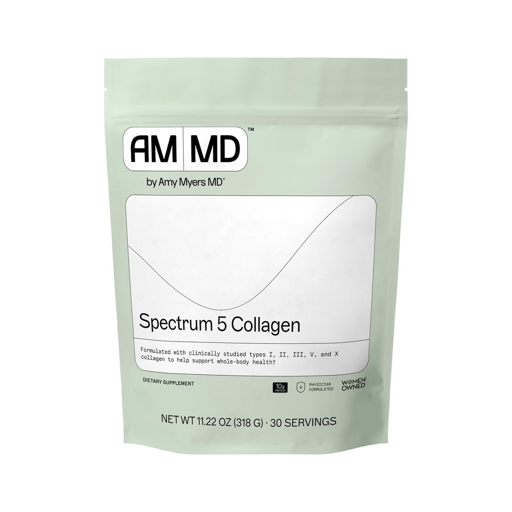 Amy Myers MD Spectrum 5 Collagen Peptides σκόνη - ημερήσιο συμπλήρωμα κολλαγόνου για υγιή μαλλιά, δέρμα & νύχια - για κοινή υποστήριξη, κόκκαλο & ανοσοποιητική υγεία - 30 Σερβίρει