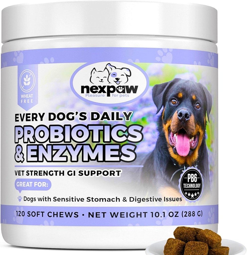 Probiotics Dog and Digestive Enzymes - Relief Diarrhea, Dog Gas, Bloating, Constipation, Upset Stomach - Pet Digestive support - Μαλακά μάσημα Προβιοτικά για σκύλους & κουτάβια