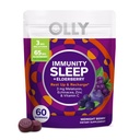 OLLY Ανοσία Gummy ύπνου, ανοσοποιητική και υποστήριξη ύπνου, 3mg μελατονίνη, εχινάκεια, ψευδάργυρος, βιταμίνη C, Chewable συμπλήρωμα, μούρο - 60 Count