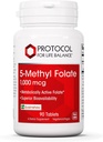 PROTOCOL FOR LIFE BALANCE 5-Methylfolate 1,000mcg - Superior Methyl Folate Bioavailability - for Brain Support - Folate Supplement for Women & Men - Kosher & Vegan - 90 Tabs