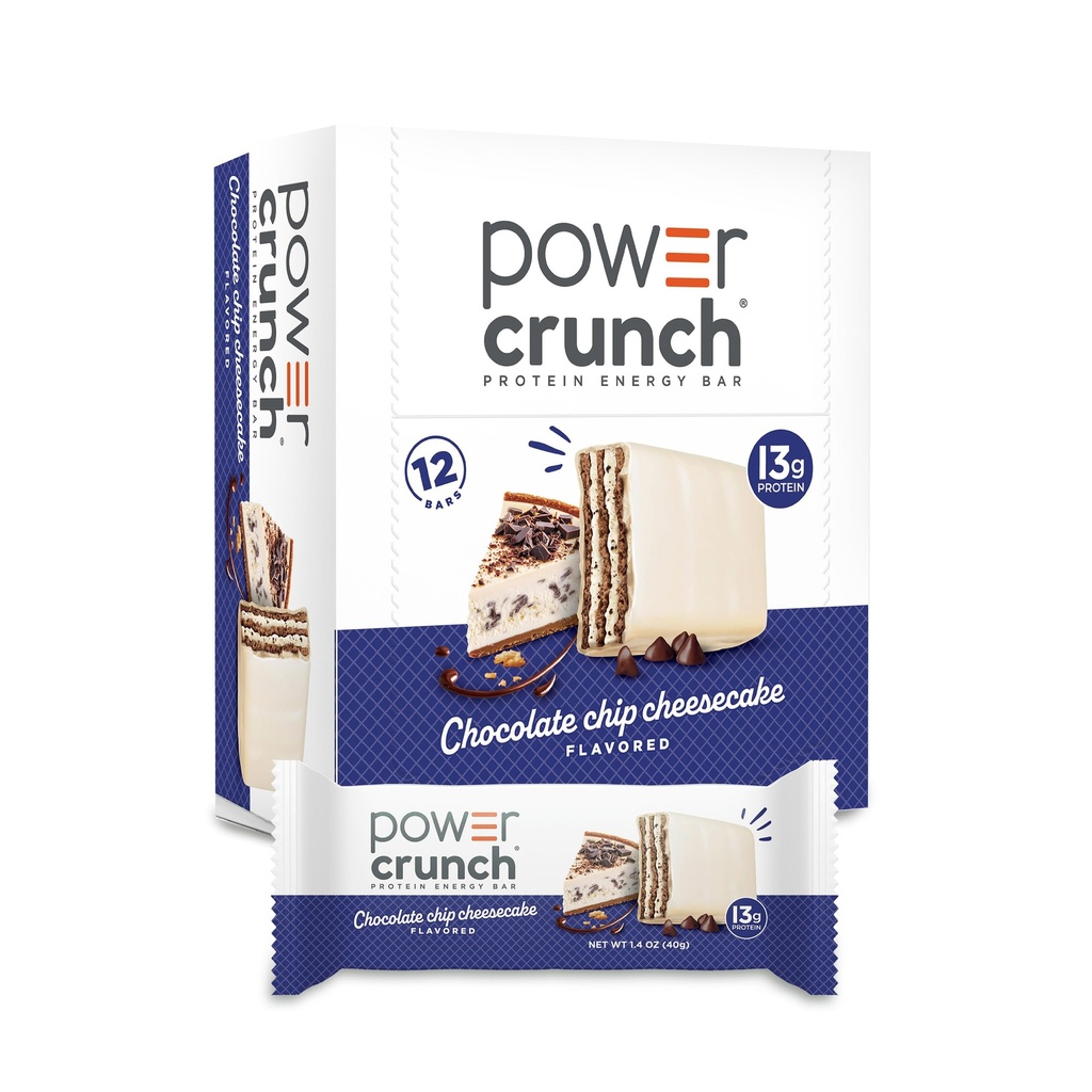 Power Crunch Protein Wafer Bars, High Protein Snacks with Delicious Taste, Chocolate Chip Cheesecake, 1.4 Ουγγιά (12 Count)