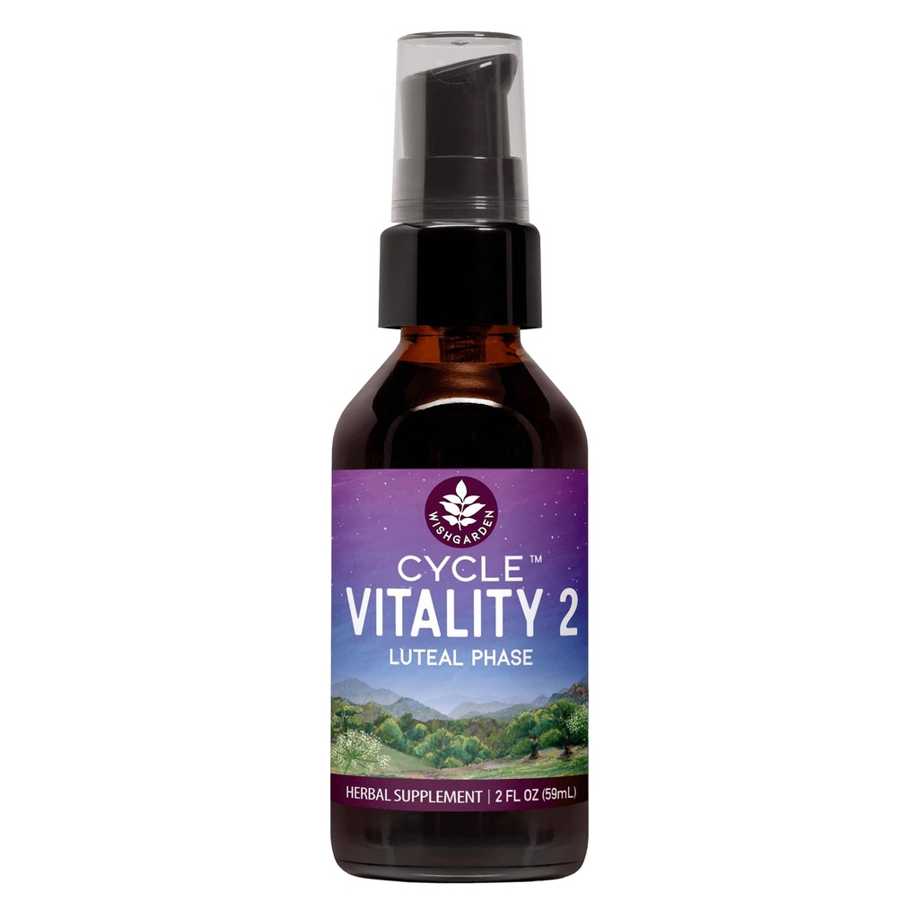 WishGarden Herbs Cycle Vitality 2 Luteal Phase - Plant-based Progesterone Supplement with Wild Yam & Vitex Chasteberry Supports Υγιείς Εμμηνορροϊκοί Κύκλοι, Γονιμότητα & Υγιεινή Προγεστερόνη Επίπεδα, 2oz