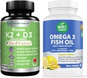K2+D3 με Bioperine Plus Ασβέστιο Ωμέγα 3 Fish Oil είναι πιο αποτελεσματική μαζί για να υποστηρίξει την υγεία της καρδιάς & των οστών, αρθρώσεις και τον εγκέφαλο
