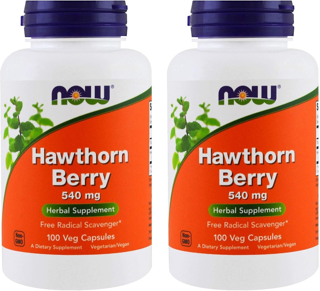 NOW Τρόφιμα Hawthorn Berry 540 mg, 100 κάψουλες Veg (πακέτο των 2)
