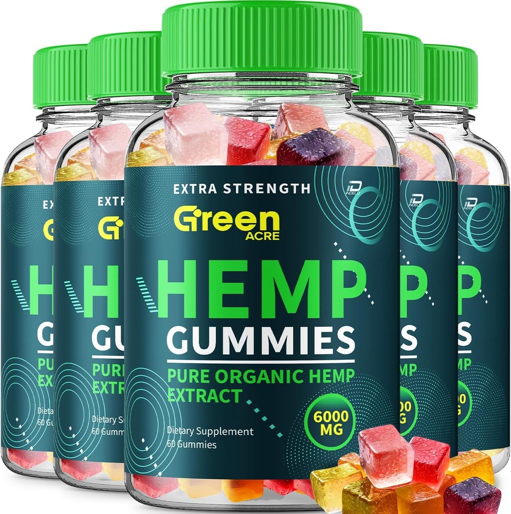Green Acre Hemp Gummies - με εκχύλισμα σπόρων Green Acre Hemp Gummies εμβοές βοτανικό συμπλήρωμα, υγεία και ευεξία υποστήριξη, όλα τα φυσικά πράσινο Acre Gummy (5 πακέτο - 300 Gummies)