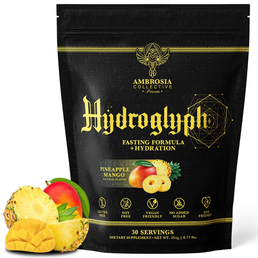 Ambrosia Hydroglyph Intraworkout Formula w/BCAA + EAA + Ηλεκτρολύτες Ενυδάτωση Σκόνη για την προστασία των μυών Lean, 0g Ζάχαρη Νηστίζουσα Ενυδατική Μείξη, Φτιαγμένο νερό w/Coconut (Pineapple Mango)