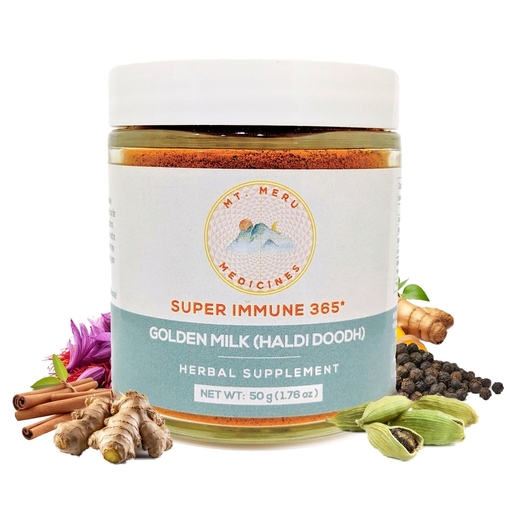 Mt.Μερού φάρμακα Ayurvedic Haldi Doodh/Χρυσό γάλα Superblend- με ανοσοενισχυτική φόρμουλα, Gluten-free, για την υγεία του εγκεφάλου, υποστήριξη Gut με υψηλή κουρκουμίνη Lakadong Turmeric (1,76oz/50g)