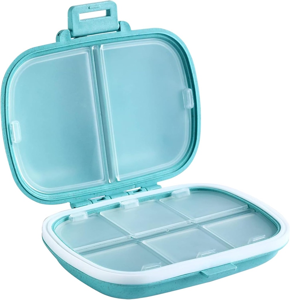 Holii Travel Pill Organizer, 8 διαμερίσματα Φορητή θήκη χάπι, Daily Pill Box για να κρατήσει βιταμίνες, μικρό δοχείο χάπι για Pocket Purse Medicine Organizer (μπλε)