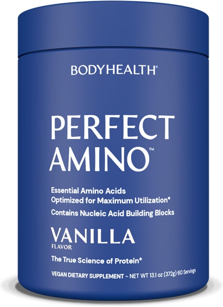 BodyHealth PerfectAmino Powder - BCAA και EAA Powder για προ και μετά την προπόνηση - Amino Acid Energy Drink for Men and Women to Support Lean Muscle and Recovery - Βανίλια - 60 Services