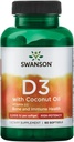 Βιταμίνη D-3 Swanson με λάδι καρύδας 60 Sgels