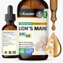 BIO KRAUTER Lions Mane Liquid Extract - Συμπλήρωμα μανιταριών για την υποστήριξη του εγκεφάλου - Vegan Lions Mane συμπλήρωμα - Αλκοόλ & Ζάχαρη δωρεάν σταγόνες - 2 fl.Oz.