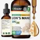 BIO KRAUTER Lions Mane Liquid Extract - Συμπλήρωμα μανιταριών για την υποστήριξη του εγκεφάλου - Vegan Lions Mane συμπλήρωμα - Αλκοόλ & Ζάχαρη δωρεάν σταγόνες - 2 fl.Oz.