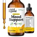 Wild & Organic Mood Support Supplement - Φυσικό υγρό σταγόνες για θετική ενέργεια - Ήρεμο συμπλήρωμα μυαλού για τις γυναίκες και τους άνδρες - μη Alcohol Ashwagandha & Rhodiola Rosea Root Βάμμα για καλή Mood - 4 oz