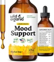 Wild & Organic Mood Support Supplement - Φυσικό υγρό σταγόνες για θετική ενέργεια - Ήρεμο συμπλήρωμα μυαλού για τις γυναίκες και τους άνδρες - μη Alcohol Ashwagandha & Rhodiola Rosea Root Βάμμα για καλή Mood - 4 oz