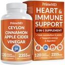 5-in-1 Ceylon Cinnamon Capsules 2355mg - Apple Cider Vinegar Capsules with Turmeric, Panax Ginseng & Bioperine - Cinnamon Supplements for Women & Men - Non-GMO, Vegan, Gluten-Free (120 Ct) (1-Pack)