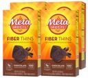 Metamucil, Fiber Thins, Daily Psyllium Husk Fiber Supplement, Supports Digestive Health and Satisfies Hunger, Chocolate Flavor, 48 Total Servings (4 Packs of 12)