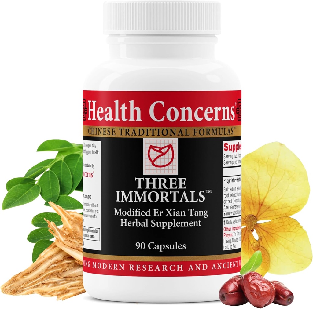 Health Concerns Three Immortals - Menopause Support Supplement - Powerful Relief for Hot Flashes, Hormone Imbalance & Night Sweats - Dong Quai, Epimedium, Morinda, Rehmannia & Lycium - 90 Capsules