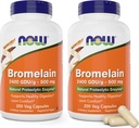 Τώρα Bromelain 500 mg, 200 κάψουλες Veg (πακέτο των 2) Συμπλήρωμα - Μη ΓΤΟ, Vegan 500mg Caps