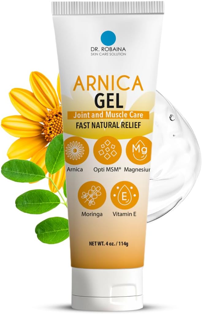 Dr. Robaina Arnica Gel 4 oz – Concentrated Arnica montana with MSM, Magnesium & Vitamin E | Unscented Cooling Gel for Thin Skin & Bruised Areas | Fast-Absorbing, Non-Greasy | Made in USA