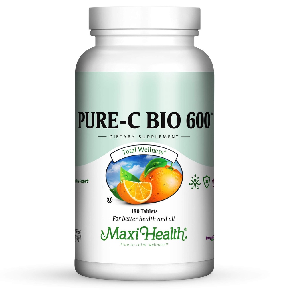 Vitamin C Complex 600 mg συμπλήρωμα – Προτεινόμενη ημερήσια δόση δισκία βιταμίνης C με Λεμόνι Bioflavonoids, Ασβέστιο & Φώσφορο – ανοσοποιητική υποστήριξη υγείας – Pure- C Bio 600 Non- GMO, VIT C Vegan 180 δισκία