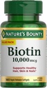 Nature's Bounty Biotin Hair Skin and Nails Βιταμίνες, Υποστηρίζει υγιή μαλλιά, δέρμα και νύχια, 10.000 mcg, Rapid Release Softgels, 180 Ct