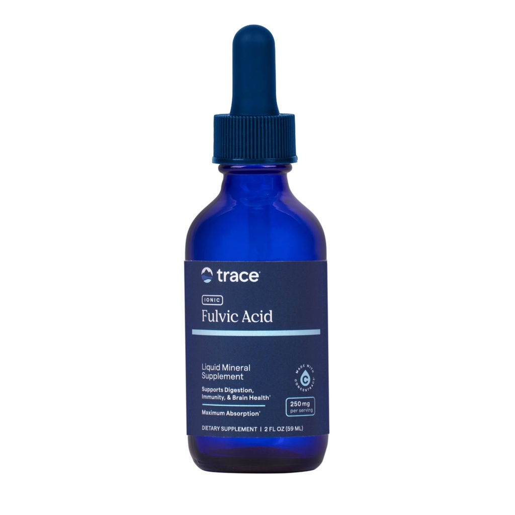 Trace Minerals Ionic Fulvic Acid 250mg - Essential Mineral Supplement to Support Hydration & Energy Production - Aids Muscle Endurance - Liquid Supplement for Healthy Digestion - 2 fl oz (59 Servings)