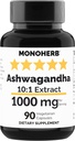 MONOHERB Ashwagandha Extract 1000 mg - 90 κάψουλες χορτοφάγων
