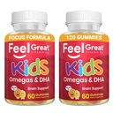 Νιώστε τις Μεγάλες Βιταμίνες Παιδιά DHA Gummies με Ωμέγα 3 6 9, Βιταμίνη C (2-πακέτο) 