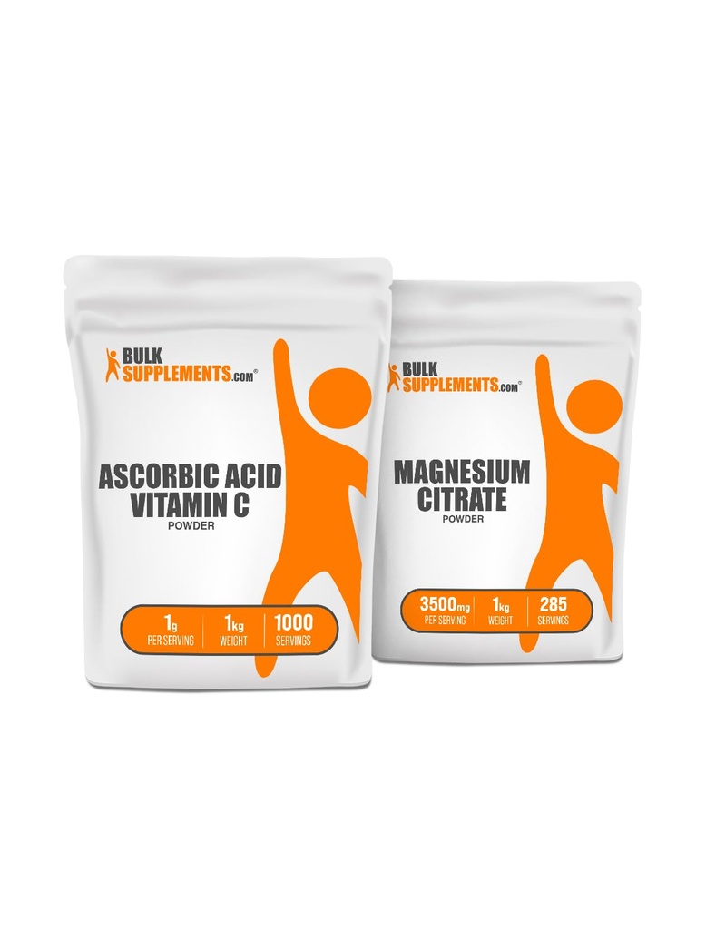 Ασκορβικό οξύ (βιταμίνη C) 1kg + Κιτρικό μαγνήσιο 1kg Bundle