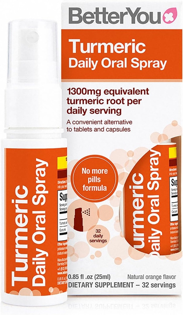BestYou Turmeric Oral Spray - Φυσικό υγρό Turmeric συμπλήρωμα - ένα εύκολο, άνετο χάπι Εναλλακτική - Φυσικό άρωμα πορτοκαλί - 0,85 oz