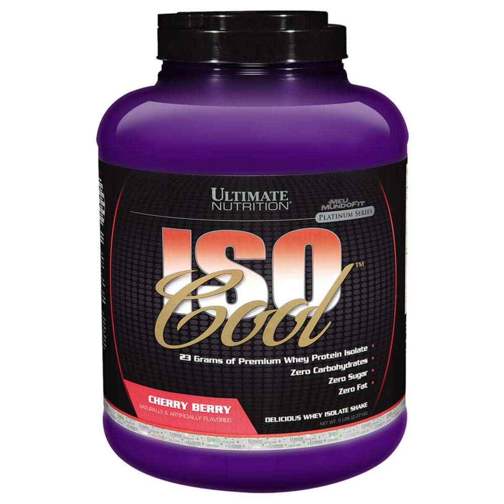 Ultimate Nutrition ISO Cool Pure Whey Protein Isolate Powder - Keto Friendly - 0 Carb 0 Λιπαρά 0 Ζάχαρη - 23 γραμμάρια πρωτεΐνης ανά υπηρεσία, 5 Λίρες, Cherry Berry