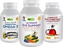 ANDREW LESSMAN 3 Product Eye Health Bundle - 360 Softgels Κάθε ένα από Ultimate Eye Support, Maximum Essential Omega-3 και Complete Tocotrienols. Προωθεί και υποστηρίζει την υγεία των ματιών.