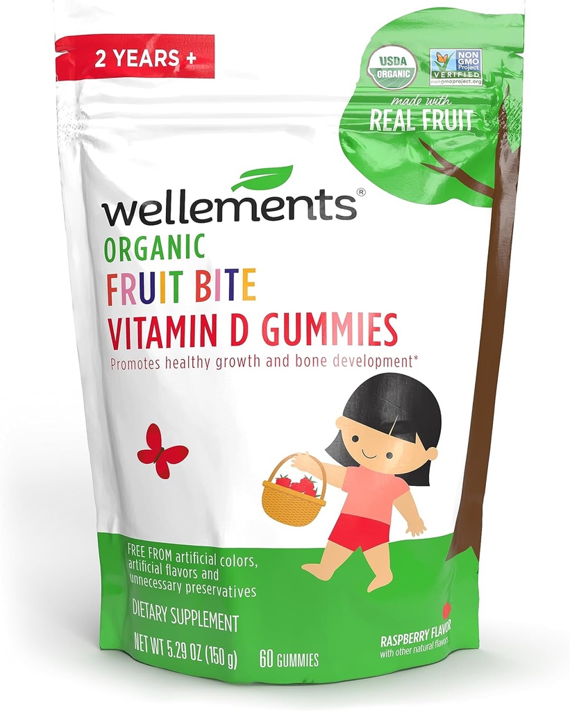 Wellements Organic Fruit Bite Vitamin D Gummies 