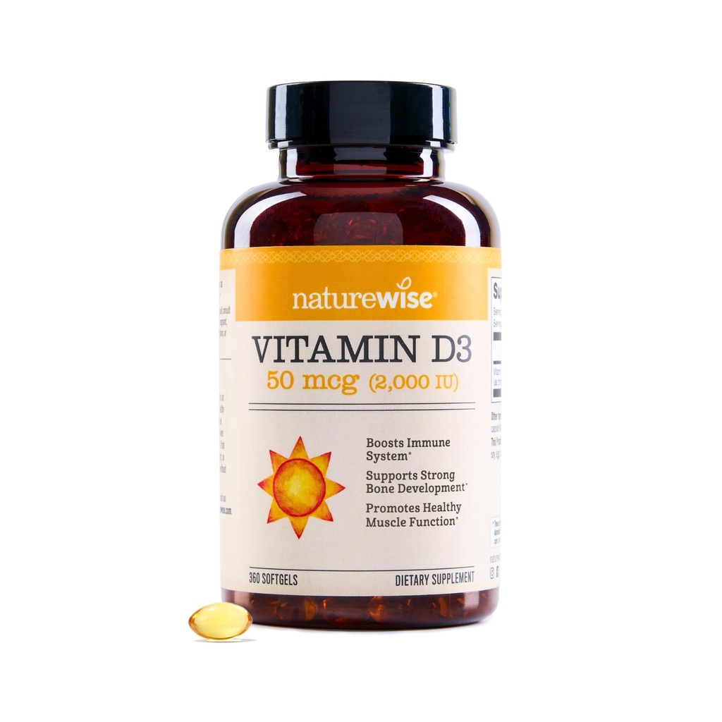 NatureWise Vitamin D3 2000iu (50 mcg) 1-Ετήσιος εφοδιασμός για την υποστήριξη του ανοσοποιητικού, υγιής λειτουργία των μυών, και την υγεία των οστών - Μη ΓΤΟ, Χωρίς γλουτένη σε οργανικό επιπλέον παρθένο ελαιόλαδο, (Mini Softgel), 360 Count
