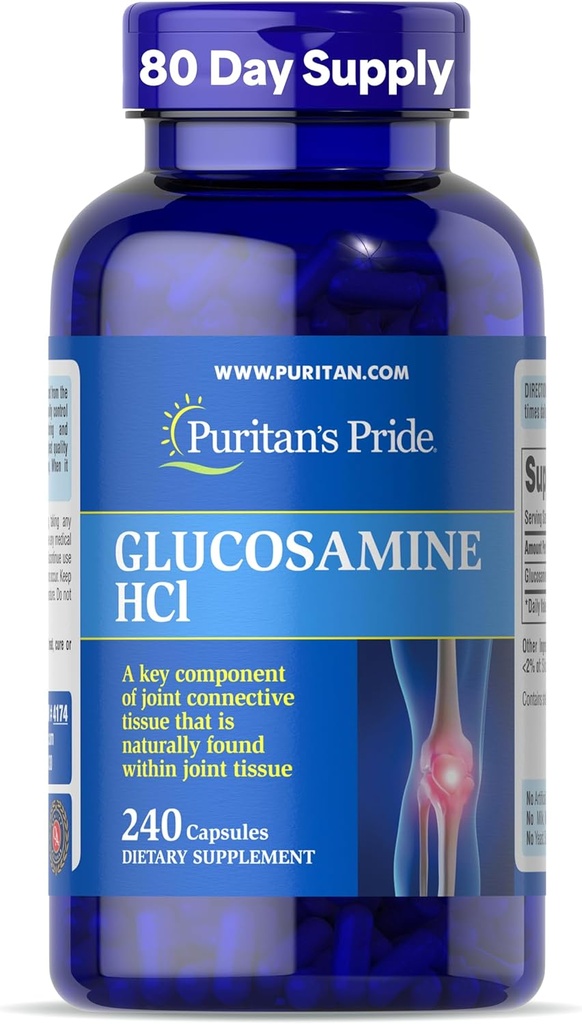 Puritan's Pride Joint Formula Glucosamine HCI για άνδρες και γυναίκες 680mg, Συμπλήρωμα διατροφής για την κοινή υγεία, 80 ημέρες προσφοράς, 240 κάψουλες