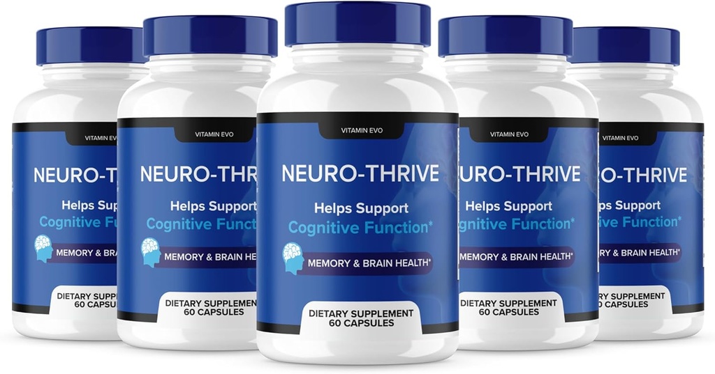 (5 Pack) Neuro Thrive Brain Supplement, Neuro Thrive for Memory, Neuro Thrive PQQ to Reduce Negative Effects of Brain Fog, Neuro Thrive Cognitive Function, NeuroThrive Reviews Neuro-Thrive (300 Cap)