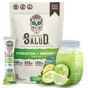 Salud 2-in-1 Hydration Packets + Ανοσία Ηλεκτρολυτές σκόνη, Αγγούρι Lime - Agua Fresca Drink Mix, Elderberry, Γαλακτοκομικά & Σόγια Δωρεάν, Μη Γλουτένη, Vegan, Χαμηλή θερμίδα, 1g Ζάχαρη (15 Σερβιέτες)