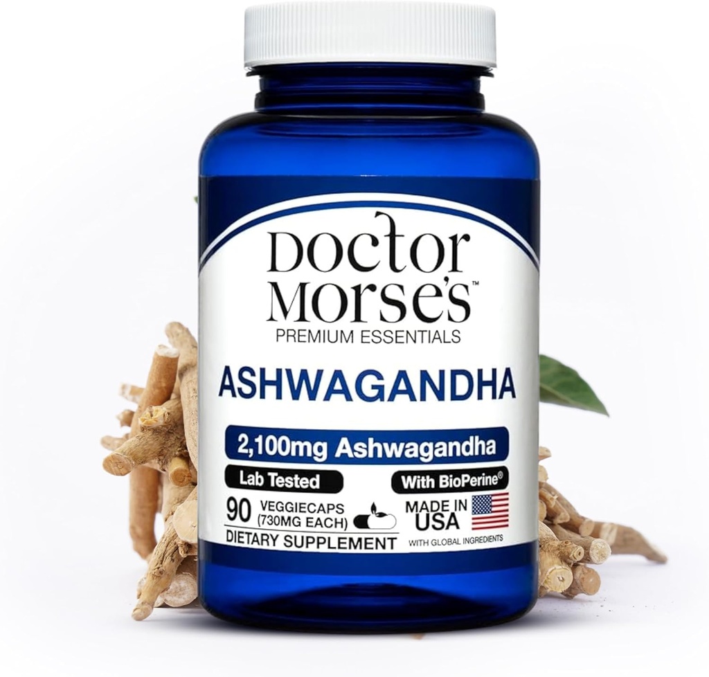 Ashwagandha 2100mg συμπλήρωμα, καθαρό σκόνη Ashwagandha και εκχύλισμα ρίζας, Bioperine Μαύρο πιπέρι, Κατασκευασμένο σε FDA-Εγγραφή, NSF-πιστοποιημένη διευκόλυνση, υποστηρίζει επίπεδα υγιούς στρες, 90 κάψουλες