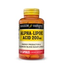 MASON NATURAL Alpha Lipoic Acid 200 mg, Gluten Free ALA, 60 Day Supply | 200mg alpha lipoic acid per capsule, water & fat soluble dietary supplement to support cellular function & energy metabolism