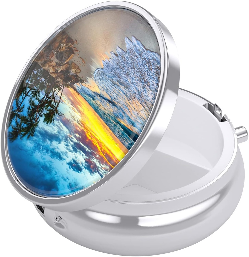 Nipichsha Pill Box, μικρή θήκη χαπιών για το πουρμπουάρ & τσέπη, χαριτωμένος οργανωτής ιατρικής Travel Pillbox, φορητός κάτοχος εμπορευματοκιβωτίων για να κρατήσει βιταμίνες, φάρμακα, ιχθυέλαιο και συμπληρώματα, ουρανός και θάλασσα